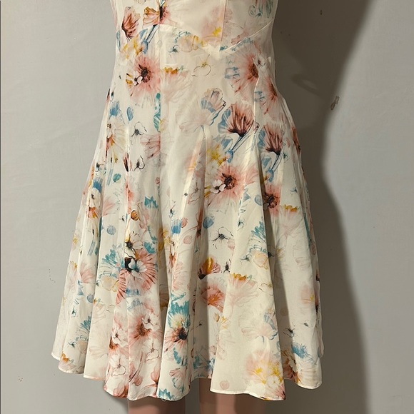 Rebecca Taylor Poppy Print 100% Silk Godet Lined Dress Size 8 - Picture 6 of 16